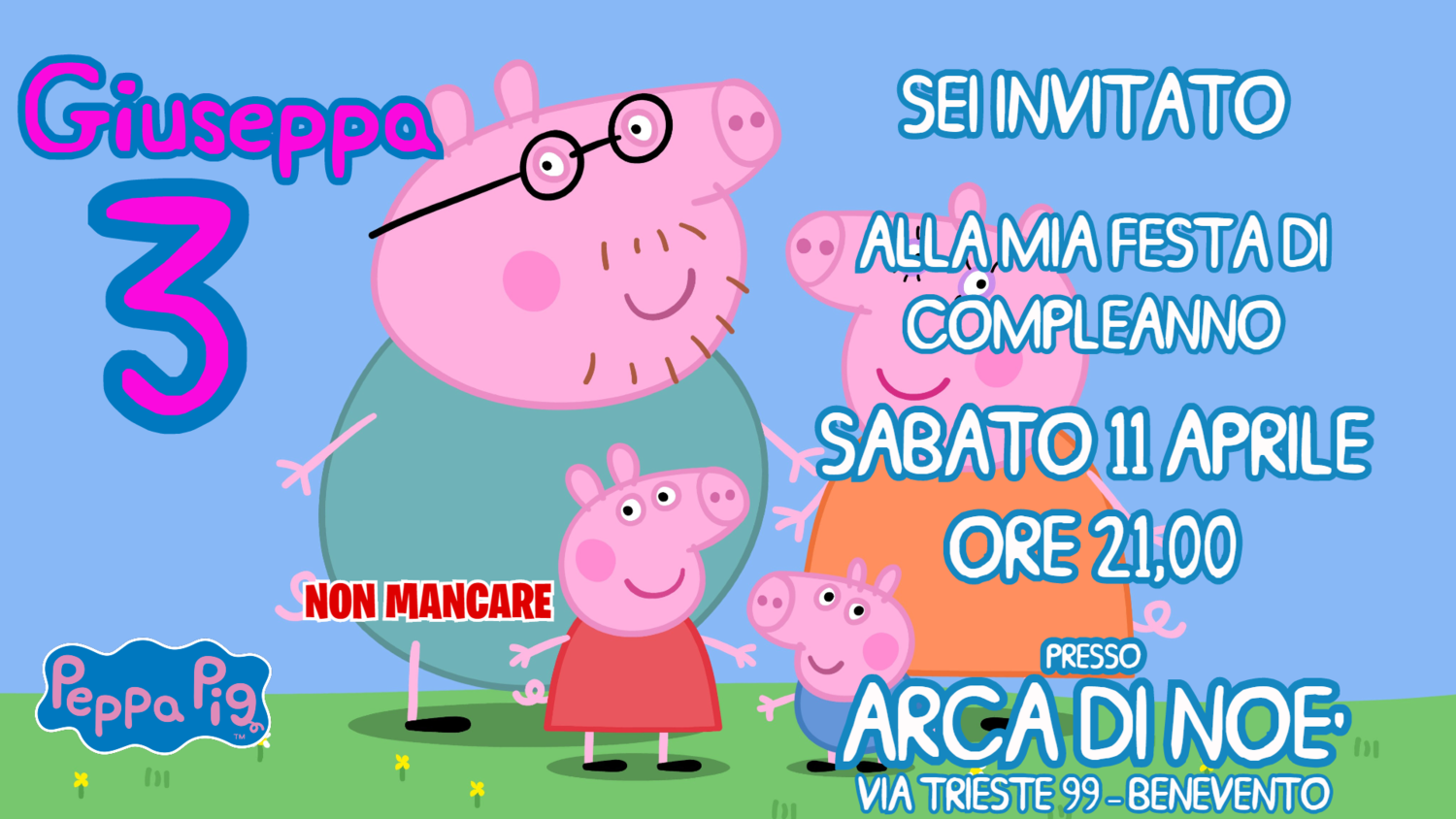10 Biglietti inviti Peppa Pig festa compleanno bambini