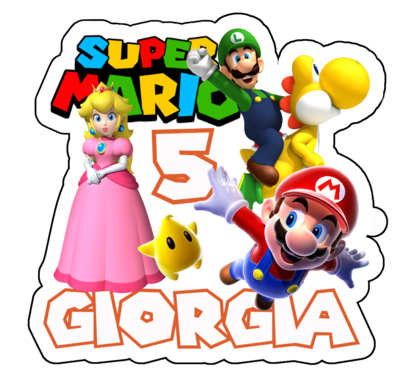 10 Adesivi Bicchieri Super Mario Bros addobbi festa