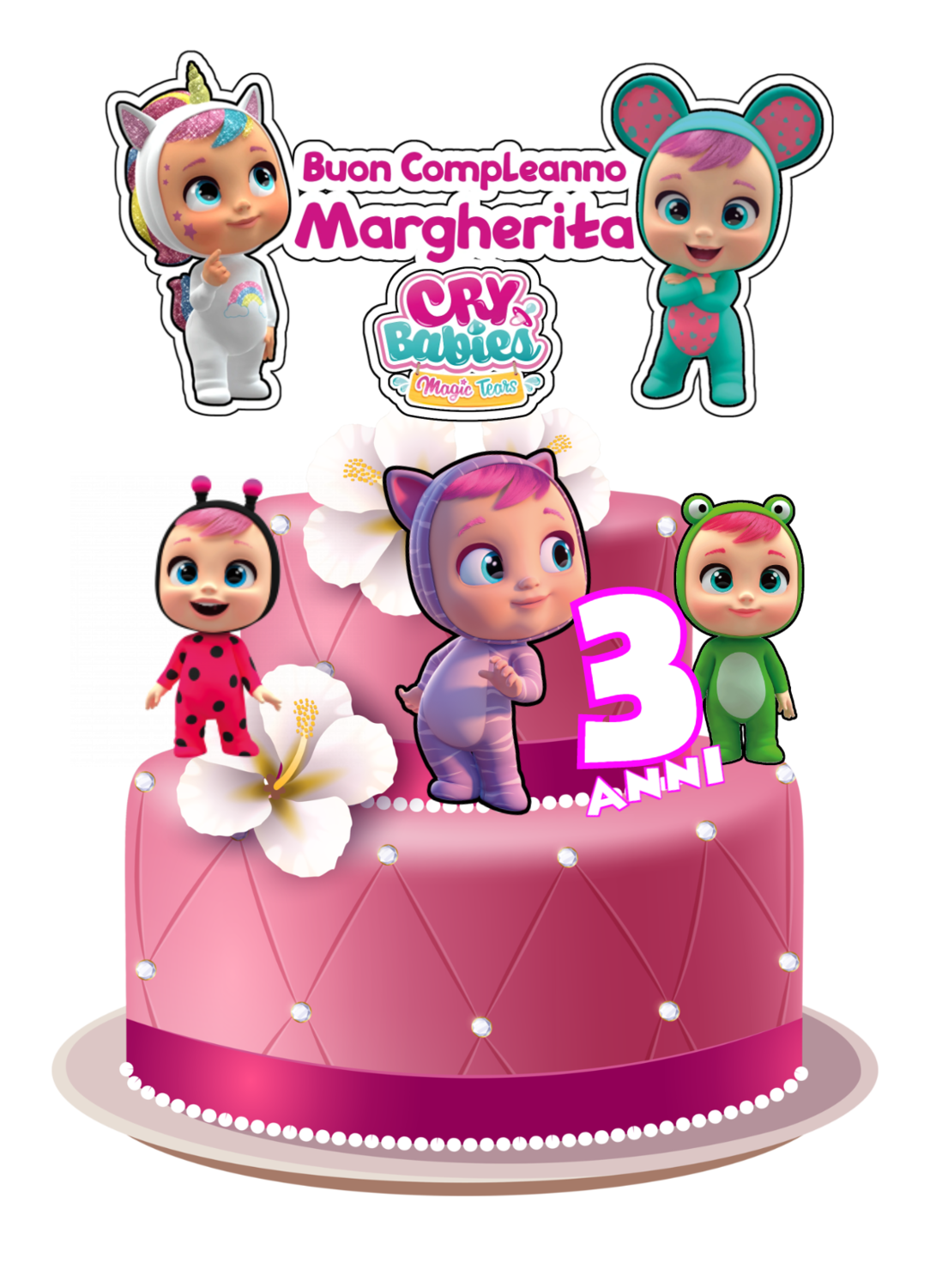 6 Topper Cake Cry Babies statuine Torta Compleanno