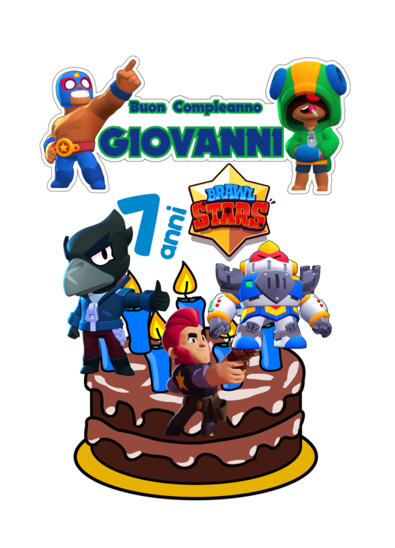 6 Topper Cake grandi personalizzati statuine per Torta compleanno Brawl stars