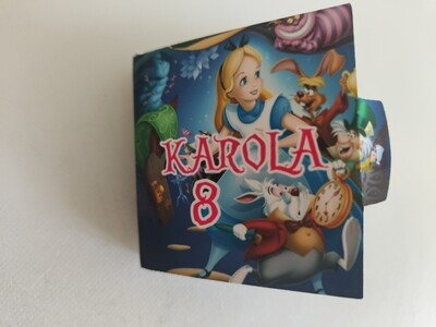 Scatoline e adesivi Nutellina personalizzata festa a tema Alice nel paese delle meraviglie