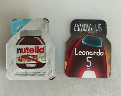 Scatoline e adesivi Nutellina personalizzata festa a tema Among Us