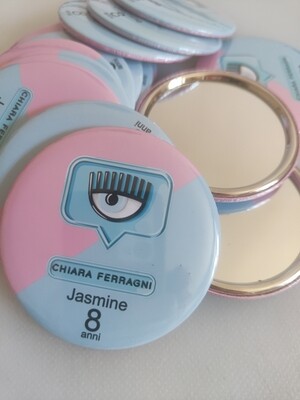 6 specchietti Chiara Ferragni grandi 7,8cm gadget personalizzabile