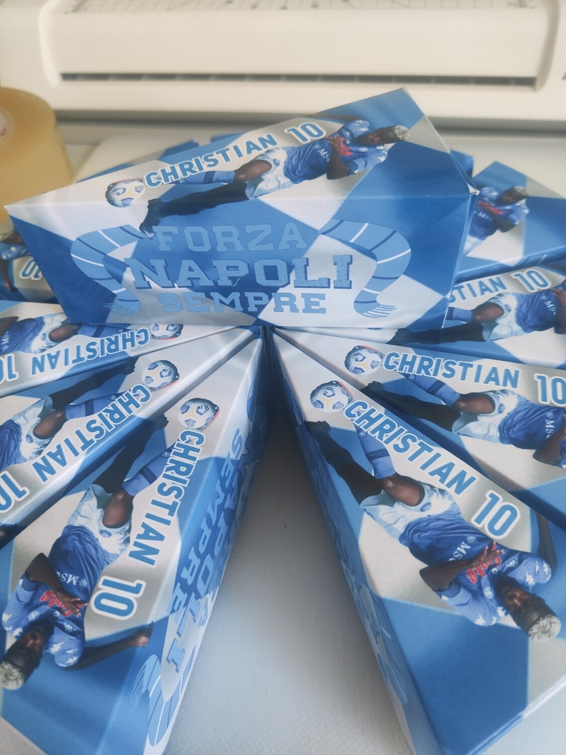 12 scatoline gadget caramelle bomboniere forma fetta di torta scenografica forza napoli calcio