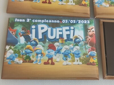 4 Magneti I puffi Calamite frigo grande rettangolare personalizzabile