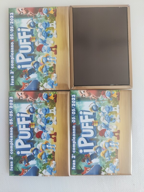 4 Magneti I puffi Calamite frigo grande rettangolare personalizzabile 4 Magneti I puffi Calamite frigo grande rettangolare personalizzabile