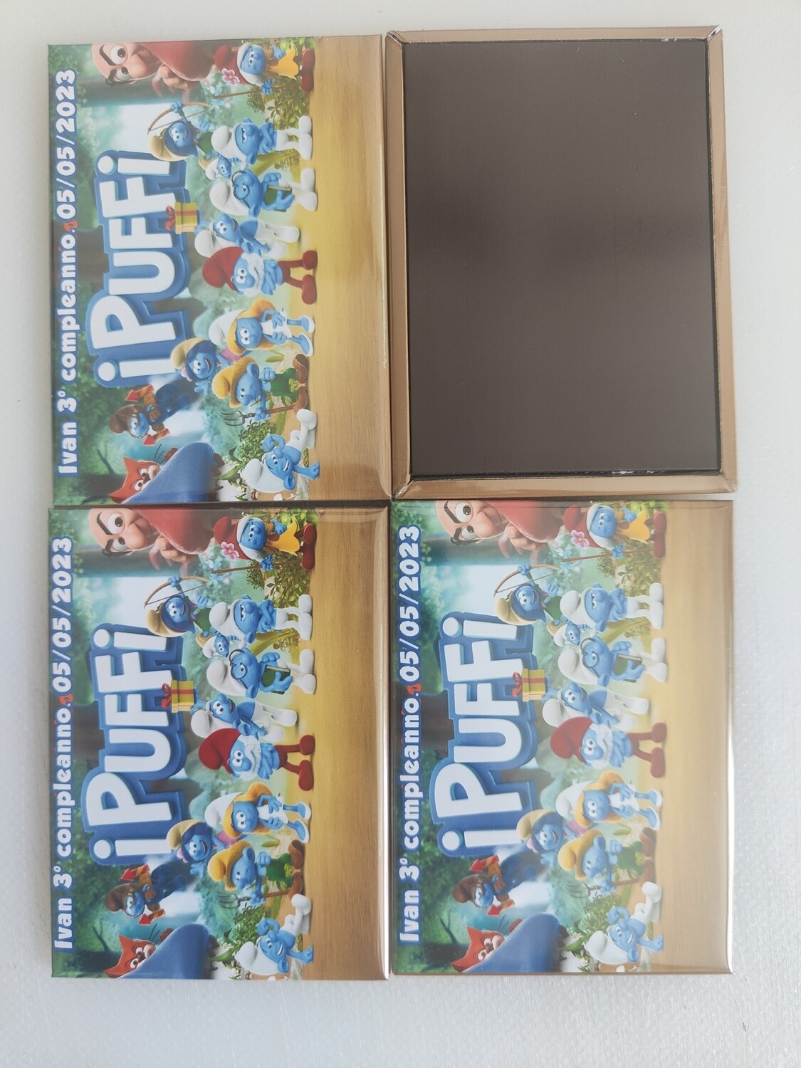 4 Magneti I puffi Calamite frigo grande rettangolare personalizzabile