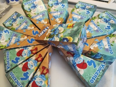 12 scatoline gadget caramelle bomboniere forma fetta di torta scenografica