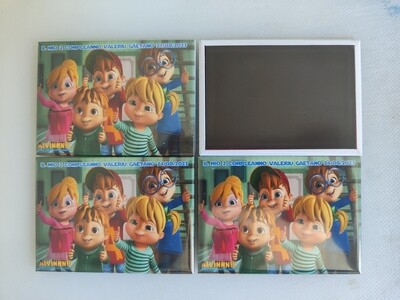4 Magneti Alvin Calamite frigo grande rettangolare personalizzabile