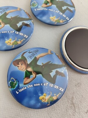 10 Magneti Peter Pan Calamite frigo tondo 5.8cm personalizzabile