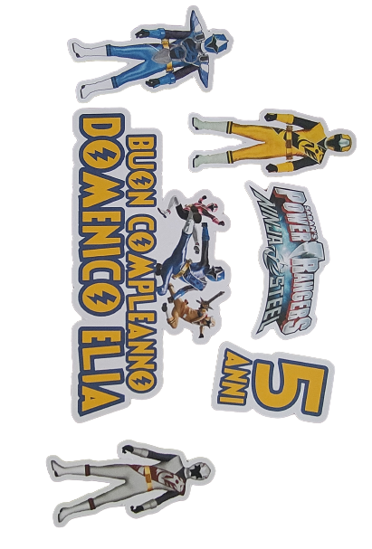 6 Topper Cake grandi personalizzati statuine per Torta compleanno power rangers
