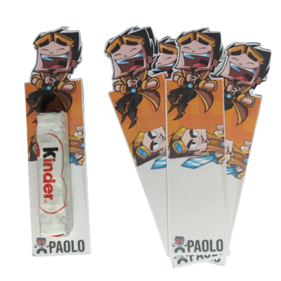 cartoncini segnaposto per barrette Kinder classico e maxi personalizzabili con nome festeggiat* e p…