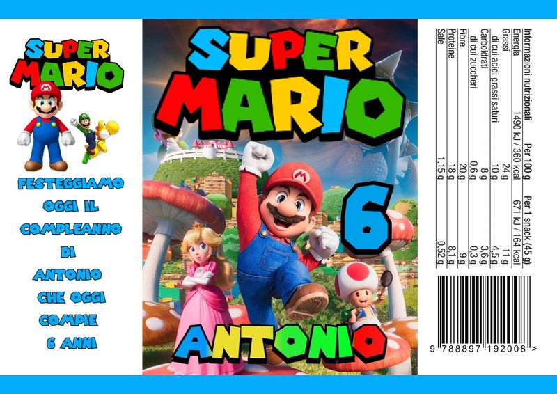buste incarti sacchetti patatina piccole personalizzate super mario bros