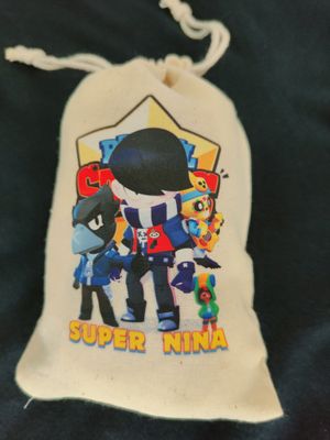 sacchetti in cotone porta confetti bomboniera personalizzati festa compleanno a tema Brawl stars