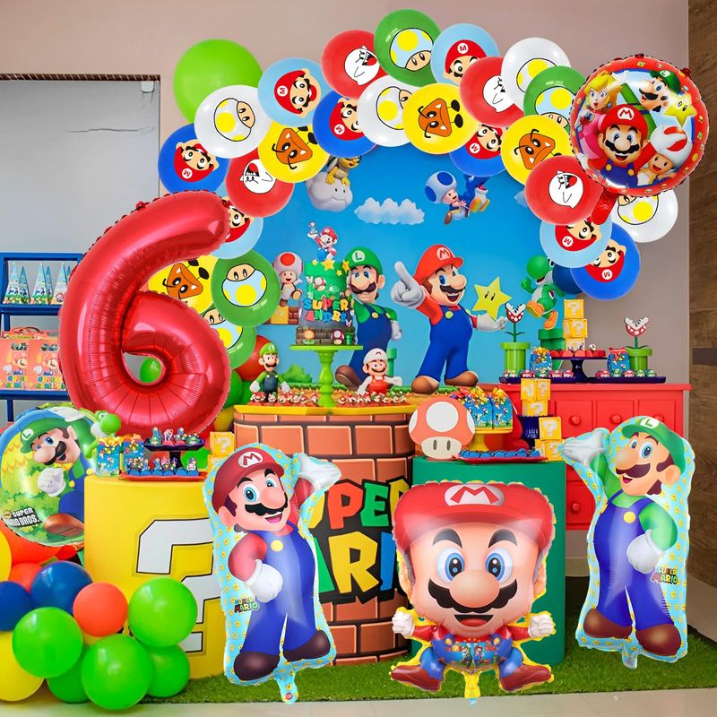 kit compleanno piatti bicchieri tovaglietta adesivi bottiglia succhi bolle sapone nutellina personalizzabile super mario bros