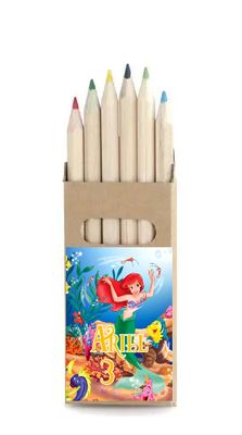 adesivo set matite colorate personalizza te con nome gadget regalini fine festa compleanno a tema Ariel sirenetta