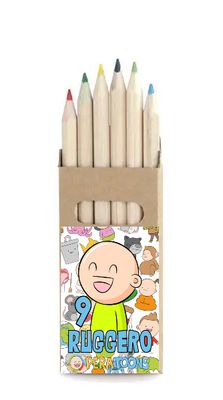 adesivo set matite colorate personalizza te con nome gadget regalini fine festa compleanno a tema Pera Toons