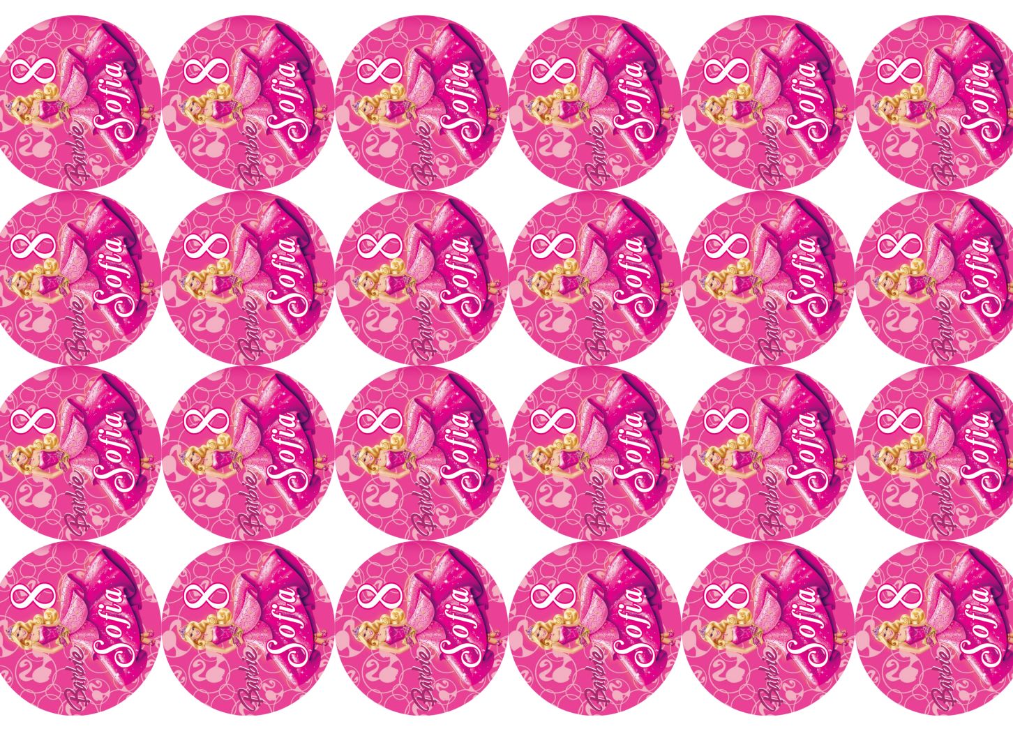 etichetta adesivo tondo tappo nutella barattolo vasetto piccolo barbie rosa