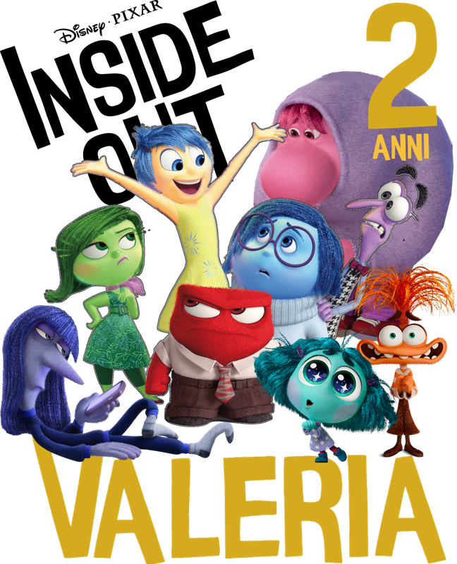 stickers adesivi bicchieri sagoma in polistirolo topper cake sagomati personalizzabili con nome Inside Out