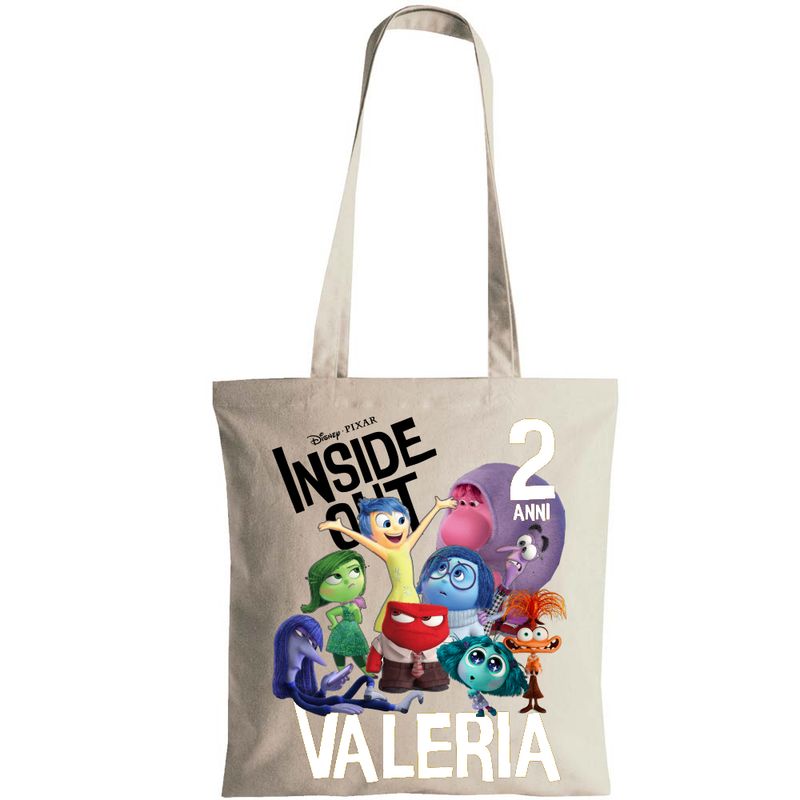 Borsa Shopping Manici Lunghi cotone personalizzata regalini festa compleanno a tema Inside Out
