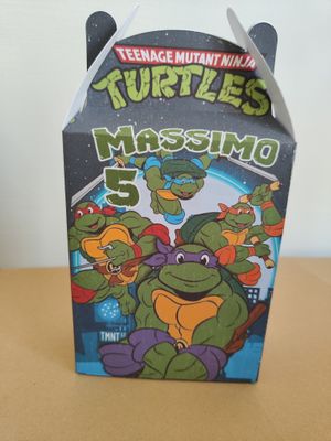 scatola grande 12 happy meal porta merenda personalizzabile tartarughe ninja turtle