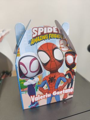 1 Scatolina porta regalo Gadgets confetti Caramelle Bomboniere spidey e i suoi fantastici amici