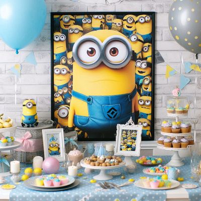 Quadro Minions cattivissimo me decora addobbo centro tavola festa compleanno