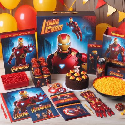 âkit compleanno Ironman personalizza piatti bicchieri tovaglietta colazione porta tovaglioli etic…