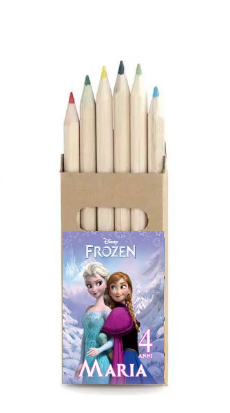 adesivo set matite colorate personalizza te con nome gadget regalini fine festa compleanno a tema anna elsa frozen