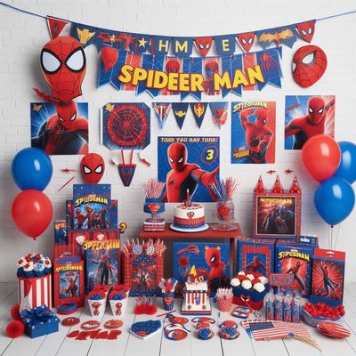 kit compleanno Spiderman personalizza piatti bicchieri tovaglietta colazione porta tovaglioli etich…