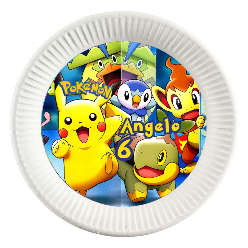 dischi tondi inserire nei piatti personalizzati kit festa compleanno addobbi decorazioni pokemon