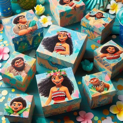 scatoline porta confetti gadget regalini fine festa compleanno personalizzate oceania vaiana disney