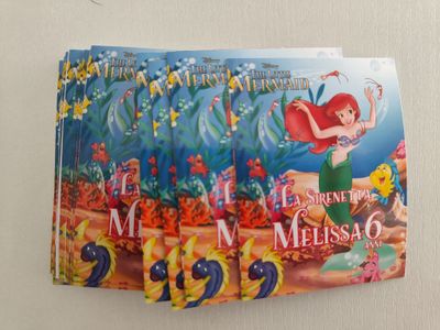etichette adesivi brick succo frutta personalizzati kit festa compleanno ariel sirenetta