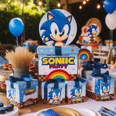 Scatole Sonic personalizza porta confetti regali fine festa