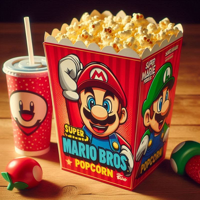 scatoline box contenitori sacchetti popcorn personalizza festa compleanno super mario bros