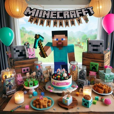 party kit festa allestimento compleanno personalizzato minecraft videogioco