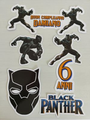 6 Topper Cake grandi Black Panther personalizza compleanno