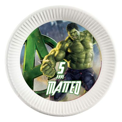 dischi tondi inserire nei piatti personalizzati kit festa compleanno addobbi decorazioni hulk