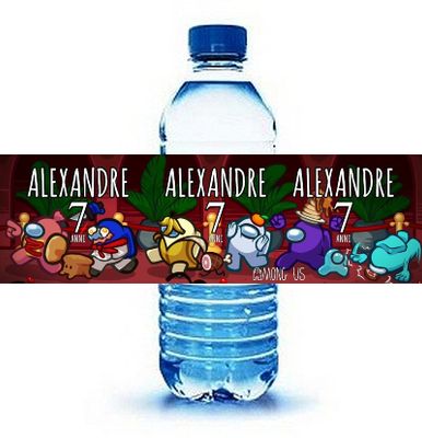 etichette adesive bottiglia bottigliette acqua personalizzabile con nome kit festa compleanno among…