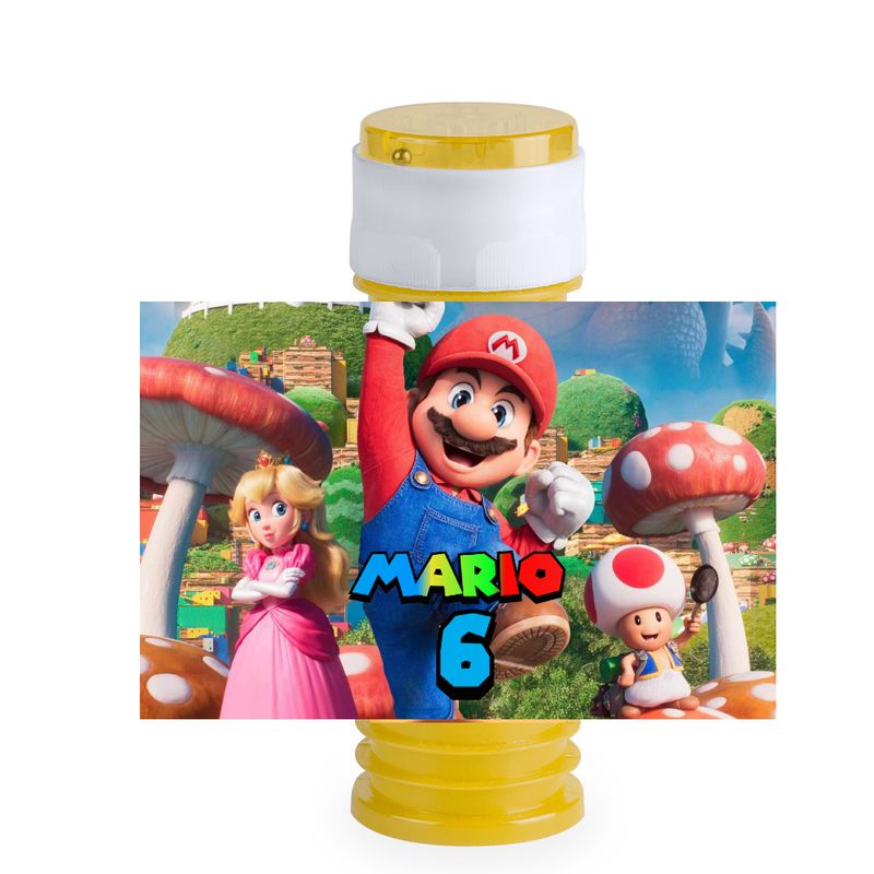 Etichette adesivi bolle sapone Super Mario personalizzate