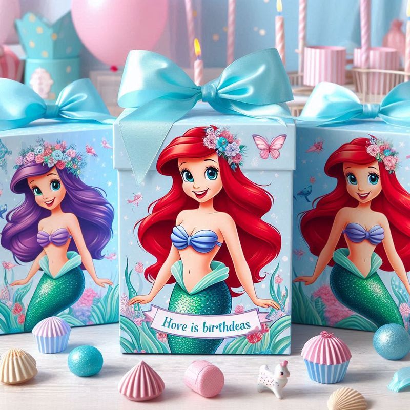 scatoline personalizza porta confetti regalini fine festa compleanno ariel la sirenetta