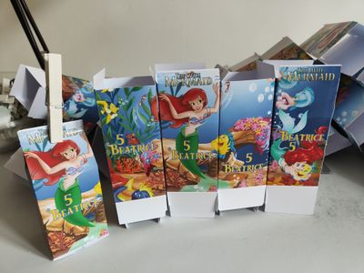 scatoline personalizza porta confetti regalini fine festa compleanno ariel la sirenetta