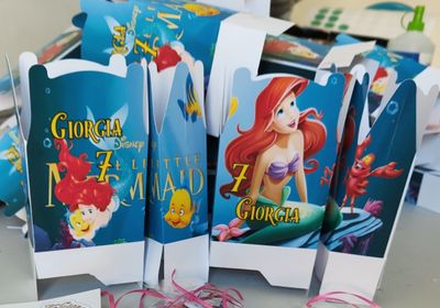 scatoline personalizza porta confetti regalini fine festa compleanno ariel la sirenetta (3)