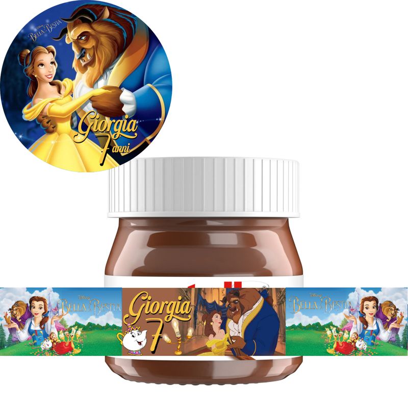 adesivi tappo etichetta vasetto piccolo nutella personalizzato bella e la bestia