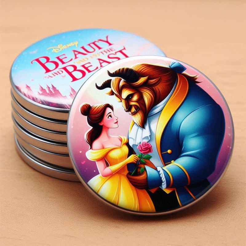 magneti calamite frigo bella e la bestia personalizzate gadget regalini pensierini fine festa compleanno