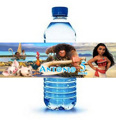 etichetta adesivi bottiglia acqua personalizza decorazione festa compleanno oceania vaiana 2 disney