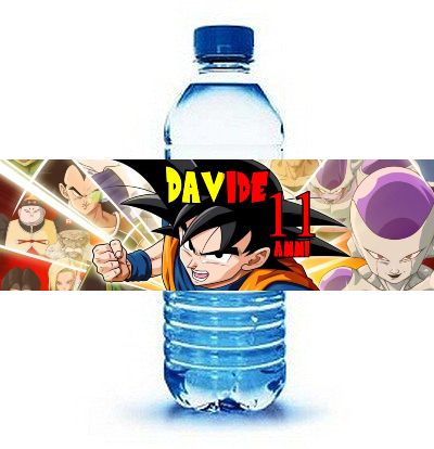 etichette adesivi bottiglia acqua dragon ball goku personalizza festa compleanno