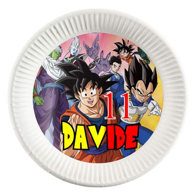 dischi tondi inserire nei piatti personalizzati kit festa compleanno addobbi decorazioni dragon ball