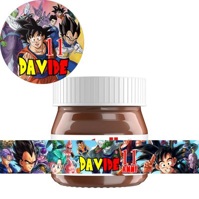 etichette adesivi Dragon ball tappo vasetto piccolo mini nutella nutellina vaschetta