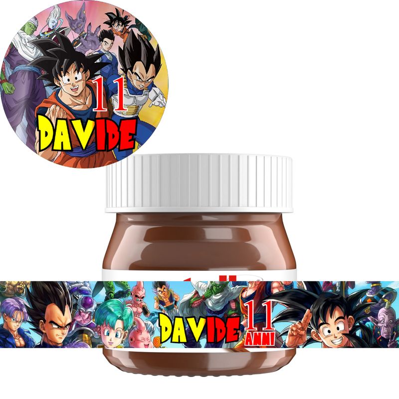 etichette adesivi Dragon ball tappo vasetto piccolo mini nutella nutellina vaschetta